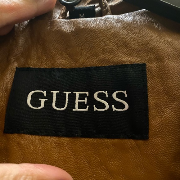 GUESS - brown leather jacket - Picture 3 of 8
